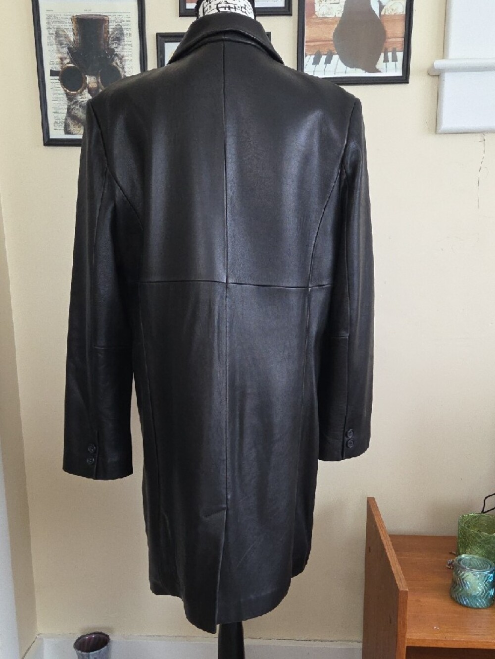 Jones New York Black Leather Button-Front Coat - Picture 2 of 9